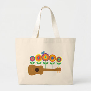 Bolso De Tela Gigante Flores del Ukulele