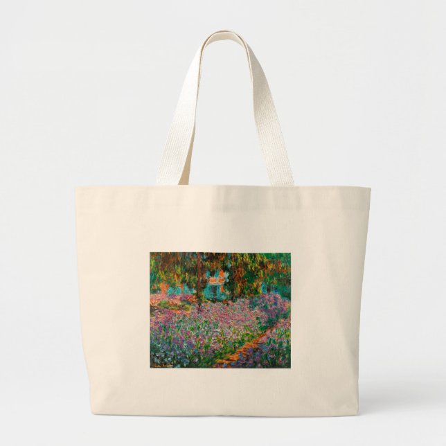 Bolso De Tela Gigante Flores Giverny del Irises Monet Garden (Frente)