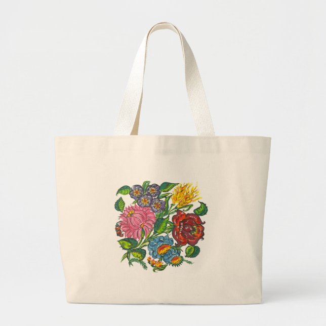 Bolso De Tela Gigante flores húngaras (Frente)