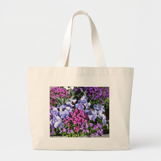 Bolso De Tela Gigante Flores moradas de primavera (Frente)