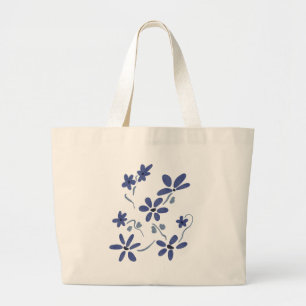 Bolso De Tela Gigante Flores románticas azules
