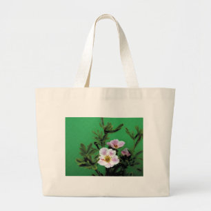 Bolso De Tela Gigante flores rosadas rojas salvajes en verde, Elegante