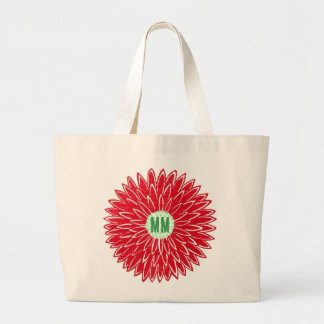 Bolso De Tela Gigante Flores rosadas y rojas de xilografía vintage