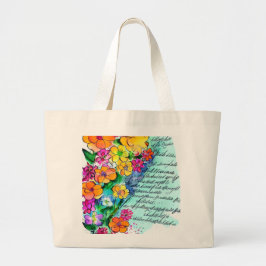 Bolso De Tela Gigante Flores y letras