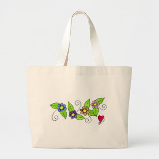 Bolso De Tela Gigante Flores y un corazón