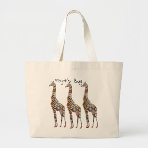 Bolso De Tela Gigante Florillas Giraffe Tote Bag