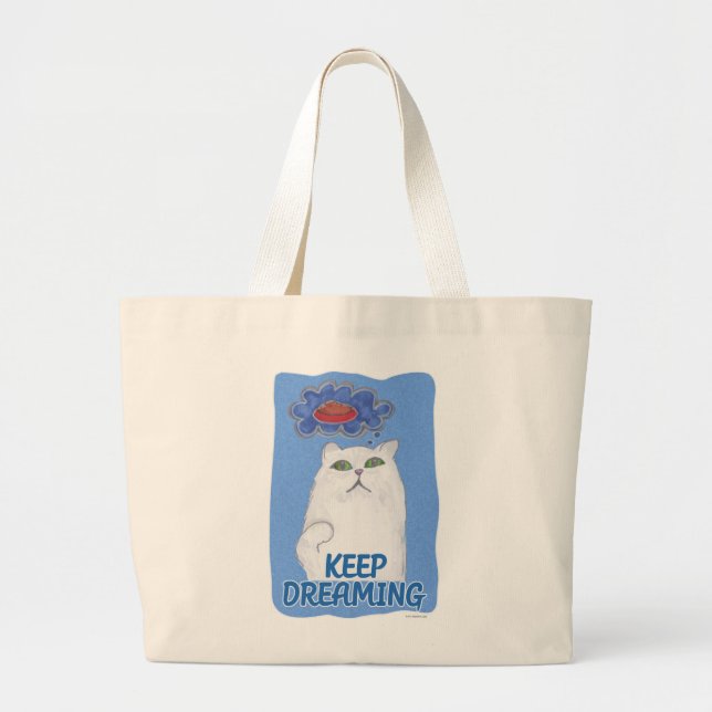 Bolso De Tela Gigante Fluffy Happy Dreaming Sweaming Cat Ilustracion (Frente)