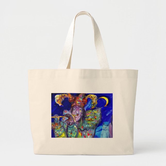 Bolso De Tela Gigante FLUTISTA EN AZUL / Noche de Carnaval veneciana (Frente)