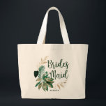 Bolso De Tela Gigante Foliage tropical Wreath Greeneration & Gold Brides<br><div class="desc">Foliage Tropical Verdor de moda y Bolsas de Tote Personalizadas de la Camera de Oro - con corona de hojas tropicales. Una divertida idea de regalo para una fiesta nupcial, o para llevar toda la franja boda para las damas de honor, en una atrevida paleta de colores de ricos verdes,...</div>