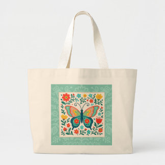 Bolso De Tela Gigante Folk Art Butterfly Tote Bag