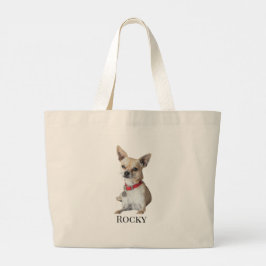Bolso De Tela Gigante Foto de perro personalizada | Nombre de mascota pe