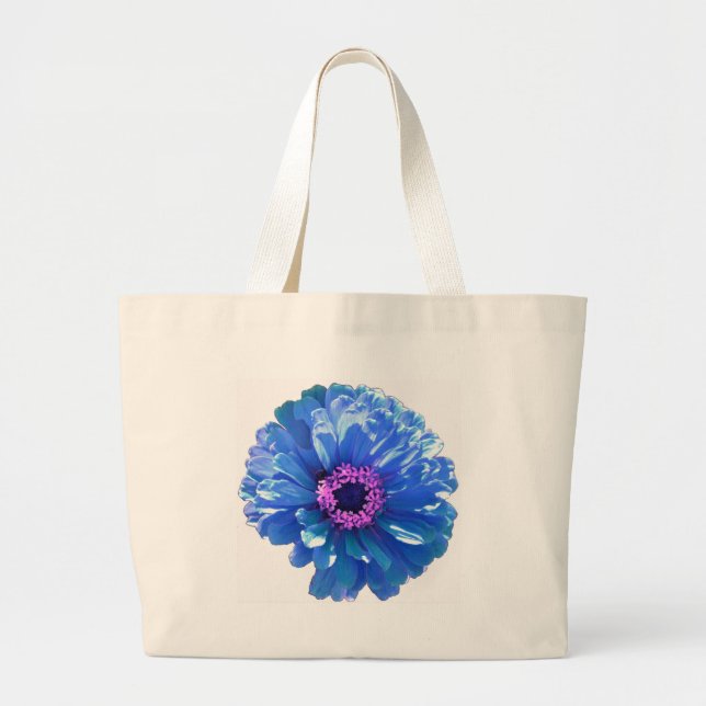 Bolso De Tela Gigante Foto floral azul margarita (Frente)