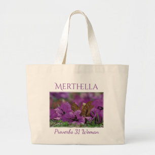 Bolso De Tela Gigante Foto personalizada de PROVERBS 31 Purple Floral
