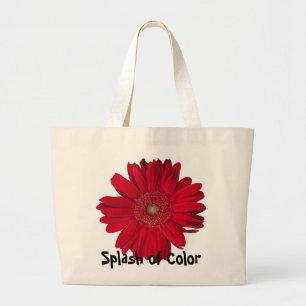 Bolso De Tela Gigante Fotografía de cerca de Gerber Daisy roja reutiliza