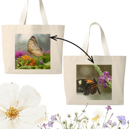 Bolso De Tela Gigante Fotografía de Naturaleza Mariposa en Flor