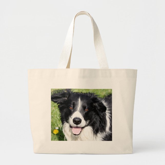 Bolso De Tela Gigante Fotografía de un perro feliz (Frente)