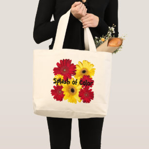 Bolso De Tela Gigante Fotografía personalizada de Gerbera Daisy amarilla