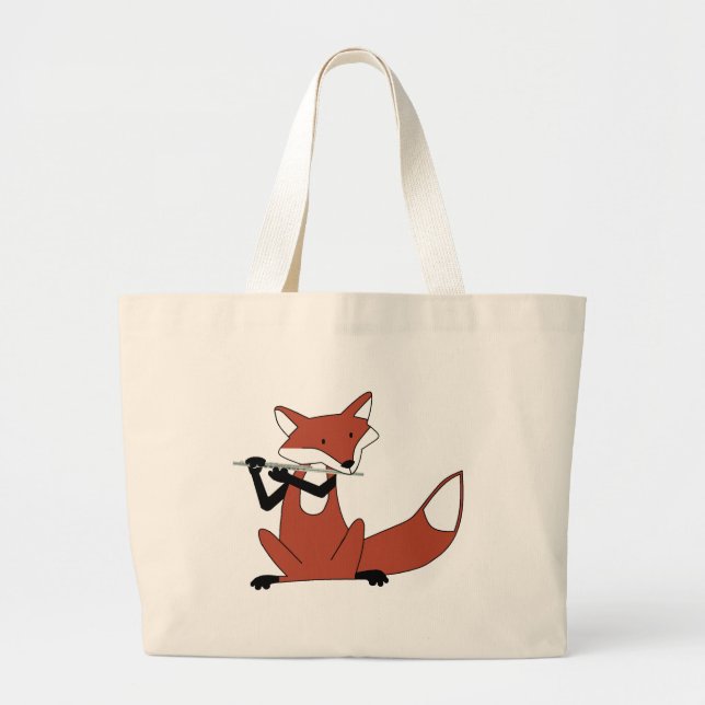 Bolso De Tela Gigante Fox que toca la flauta (Frente)