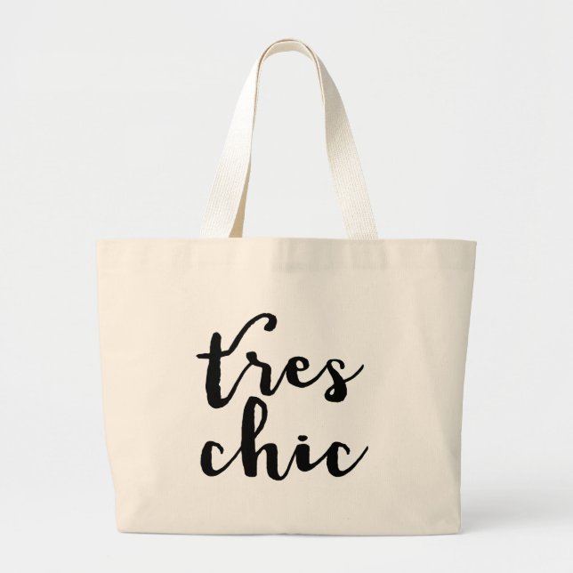 Bolso De Tela Gigante Frase francesa elegante de Tres (Frente)