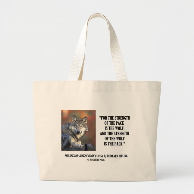 Bolso De Tela Gigante Fuerza de Rudyard Kipling de la cita del lobo del (Frente)
