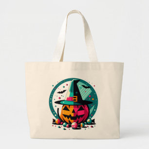 Bolso De Tela Gigante Funky Pop Art Pumpkin Witch Hat Candy