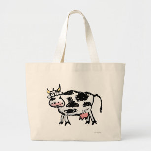 Bolso De Tela Gigante Funny Black and White Cow Personalizado