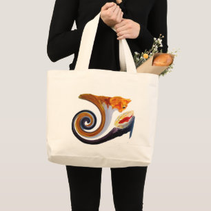 Bolso De Tela Gigante Funny Ginger Cat Goldfish abstract musical art