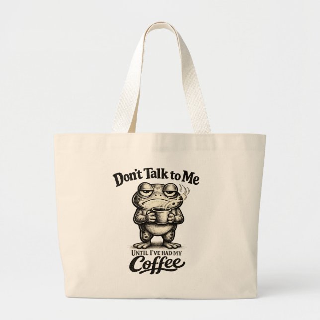 Bolso De Tela Gigante Funny Grumpy Frog Drinking Coffee (Frente)