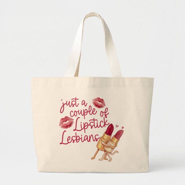 Bolso De Tela Gigante Funny Lipstick Lesbian Couple Valentine's Gift (Frente)