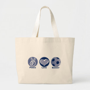 Bolso De Tela Gigante Fútbol del amor de la paz