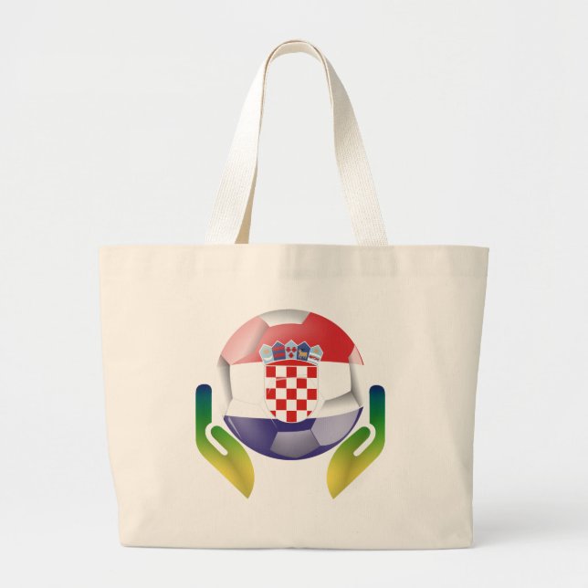 Bolso De Tela Gigante Fútbol en Croacia en manos protegidas (Frente)