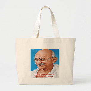 Bolso De Tela Gigante Gandhi & Sé el Cambio Cita