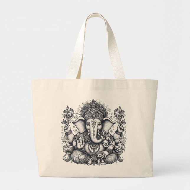 Bolso De Tela Gigante Ganesha Art Elephant Dios de los Nuevos Comienzos (Frente)