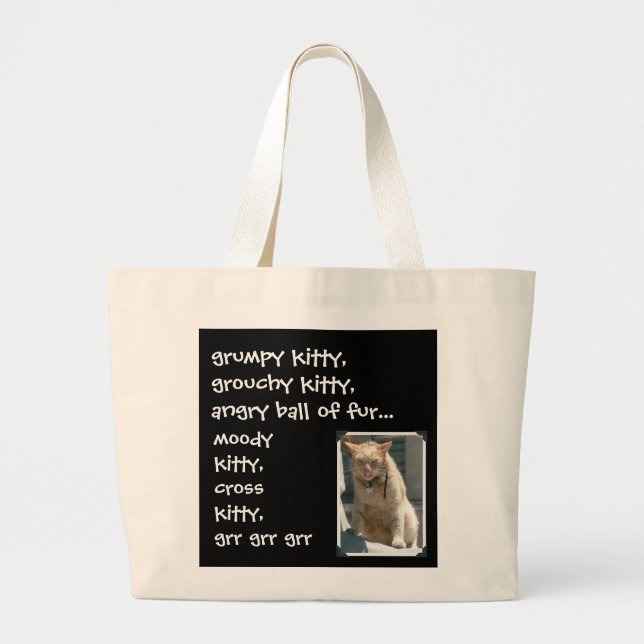 Bolso De Tela Gigante Gatito gruñón, gatito malhumorado, grr del grr del (Frente)