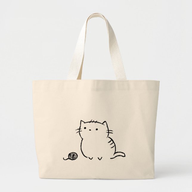Bolso De Tela Gigante Gatito y hilado (Frente)