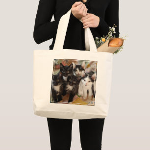 Bolso De Tela Gigante Gatitos del smoking