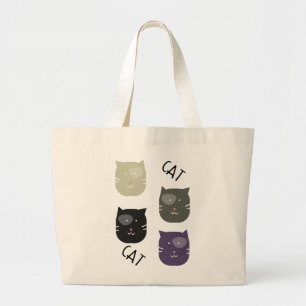 Bolso De Tela Gigante Gato Adorable con Manchas y Biblioteca de Texto