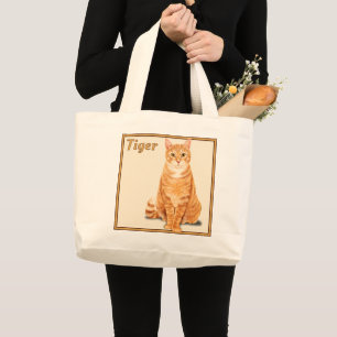 Bolso De Tela Gigante Gato Atigrado Naranja Jengibre Personalizado
