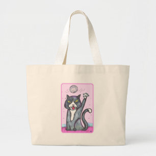 Bolso De Tela Gigante Gato Bailarín Bola de Disco Dibujo Animado Arte Di