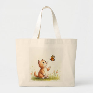 Bolso De Tela Gigante Gato bebé y mariposa