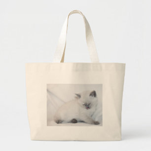 Bolso De Tela Gigante Gato blanco acicalándose