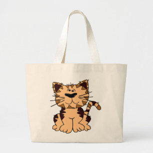 Bolso De Tela Gigante GATO CUTE BEIGE AND BROWN big head