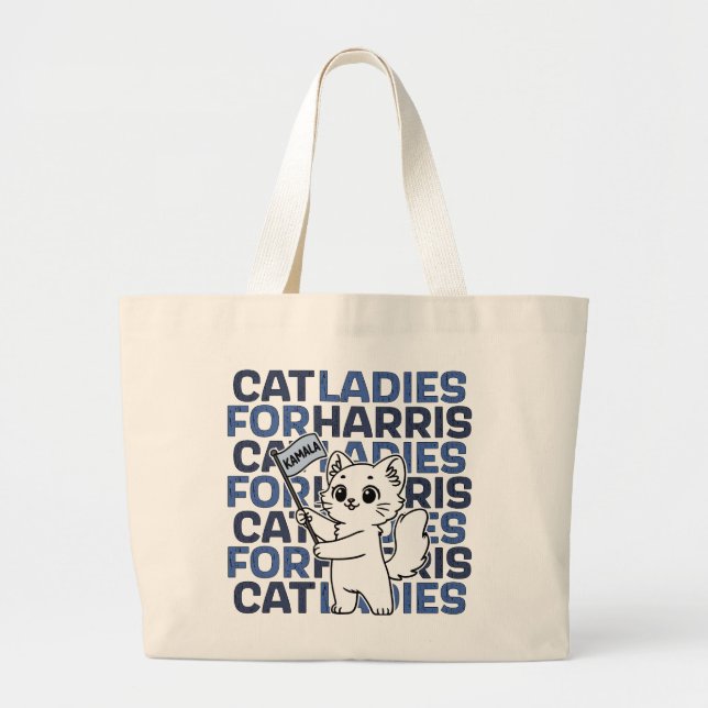 Bolso De Tela Gigante Gato Damas para Kamala Harris por la presidencia 2 (Frente)