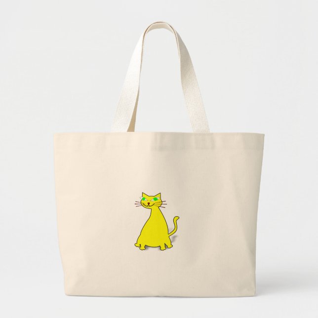 Bolso De Tela Gigante Gato de grasa amarillo (Frente)
