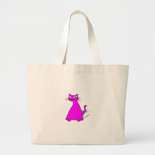Bolso De Tela Gigante Gato de grasa rosa (Frente)