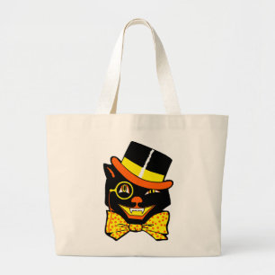 Bolso De Tela Gigante Gato de Halloween vintage en el Totebag del sombre