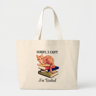 Bolso De Tela Gigante Gato de lectura acogedor - Estoy reservado