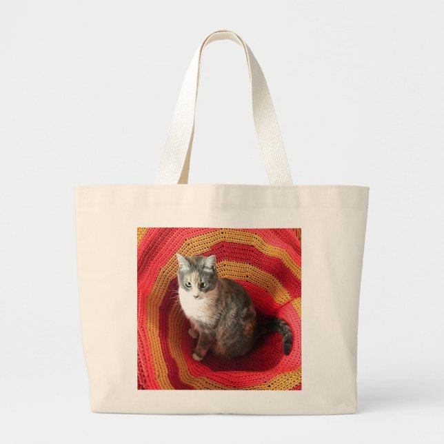 Bolso De Tela Gigante Gato de Perla en Afgano (Frente)