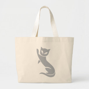 Bolso De Tela Gigante Gato gris elegante