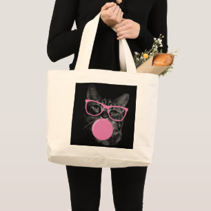 Bolso De Tela Gigante Gato Guay con gafas rosas y goma de burbuja